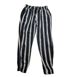 AEROPOSTALE Navy White Striped Ankle Jogger Tie Waist Trouser